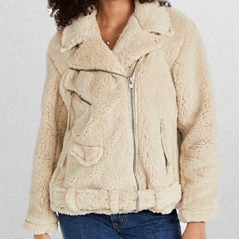 Free People So Cozy Slouchy Sherpa Moto. Large. NWT. 1 Aval. Fast Shipping